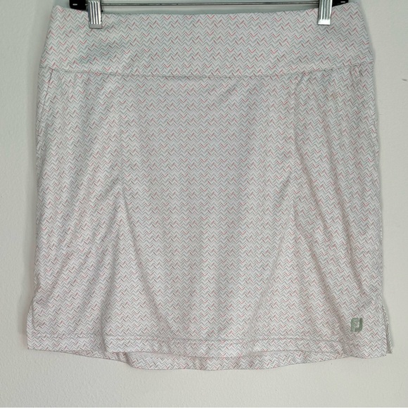 FootJoy Golf Skirt with Built in Shorts White With Green and Pink Size Large FJ - Picture 2 of 7
